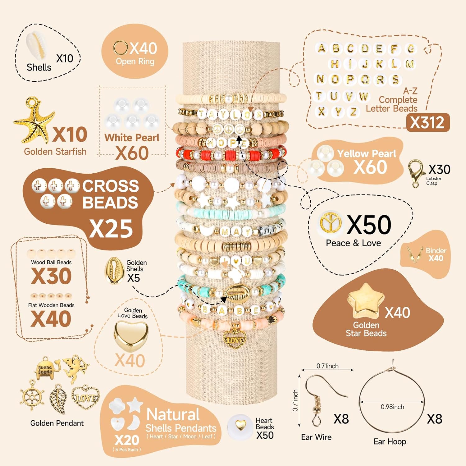 Clay Beads, Bracelet Making Kit, Beads for Jewelry Making, Beads with Charm and Elastic Strings, Jewllery Beads -3 Boxes (10500pcs) Clay Beads, Bracelet Making Kit, Beads for Jewelry Making, Beads with Charm and Elastic Strings, Jewllery Beads -3 Boxes (10500pcs)